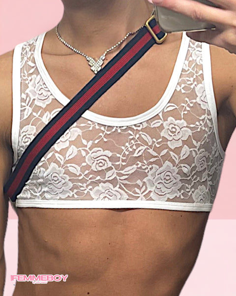 Fitted Lace Crop White